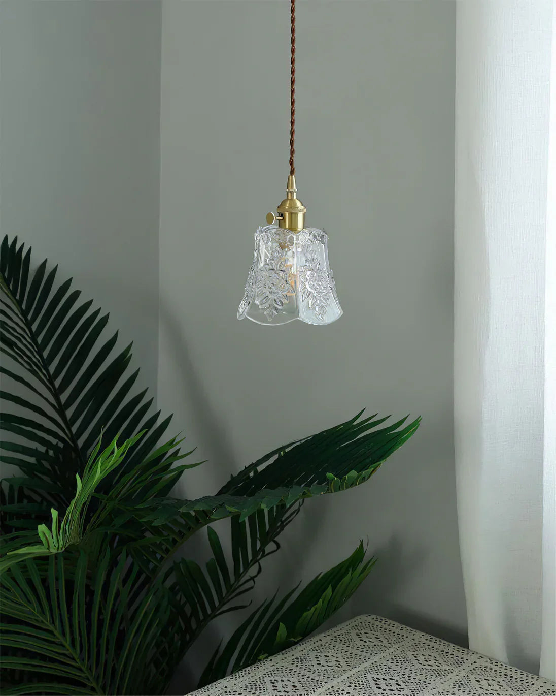 Vintage Clear Glass Pendant Lamp