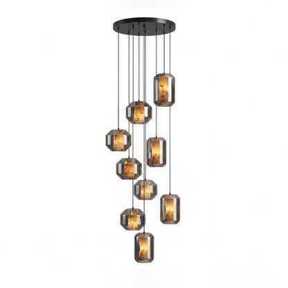 Alabaster Glass Cylinder Pendant Light