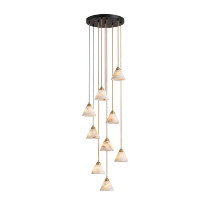 Conical Alabaster Brass Pendant Lamp