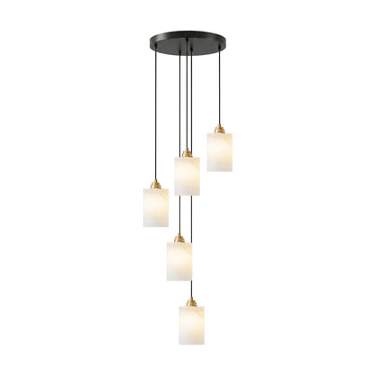 Alabaster Cylinder Cluster Chandelier