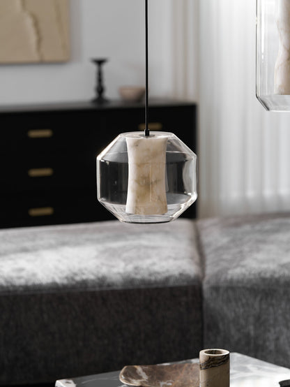 Alabaster Glass Cylinder Pendant Light