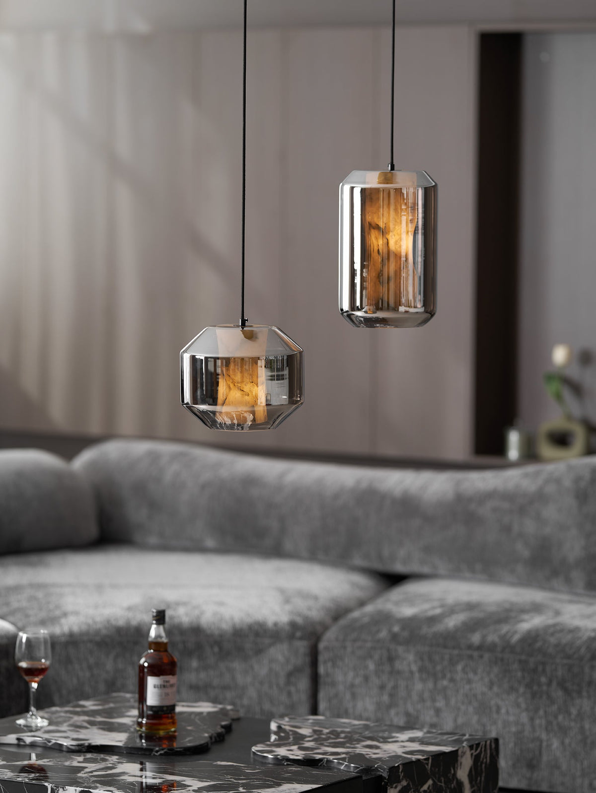 Alabaster Glass Cylinder Pendant Light