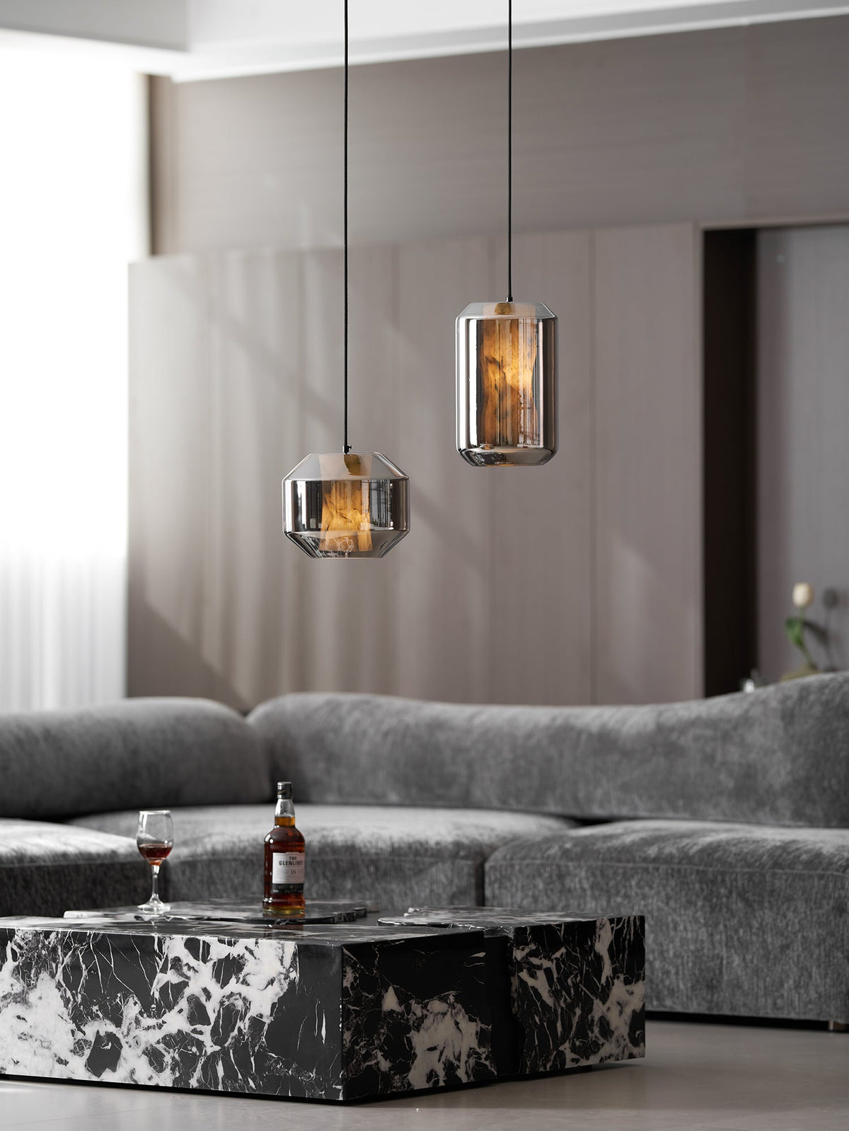 Alabaster Glass Cylinder Pendant Light