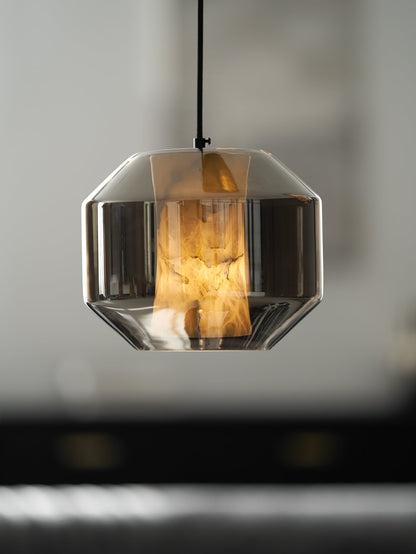 Alabaster Glass Cylinder Pendant Light