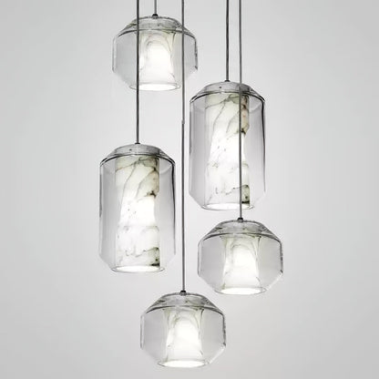 Alabaster Glass Cylinder Pendant Light
