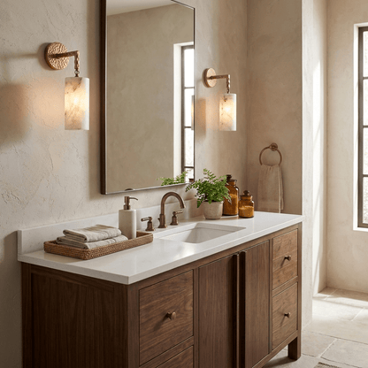 Anvil Hammered Alabaster Wall Sconce