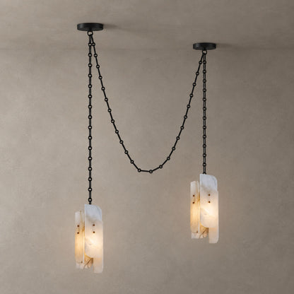 Cascading Chain Cluster Alabaster Chandelier