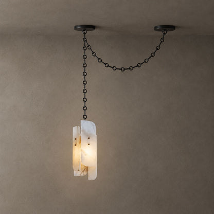 Cascading Chain Cluster Alabaster Chandelier