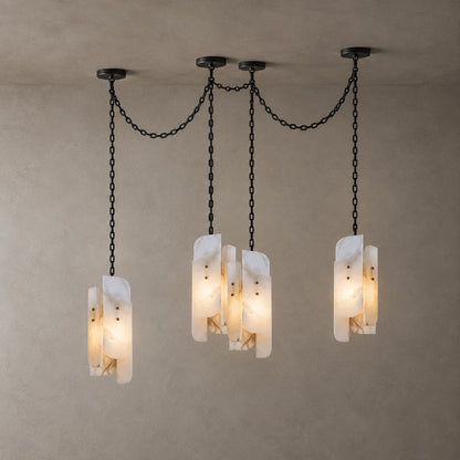 Cascading Chain Cluster Alabaster Chandelier