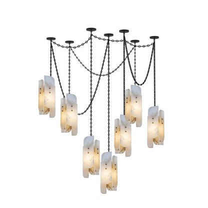 Cascading Chain Cluster Alabaster Chandelier