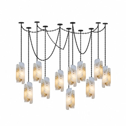 Cascading Chain Cluster Alabaster Chandelier