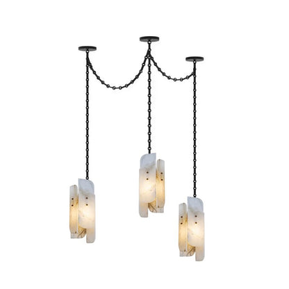 Cascading Chain Cluster Alabaster Chandelier