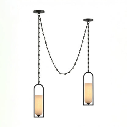 Cascading Chain Lantern Alabaster Chandelier