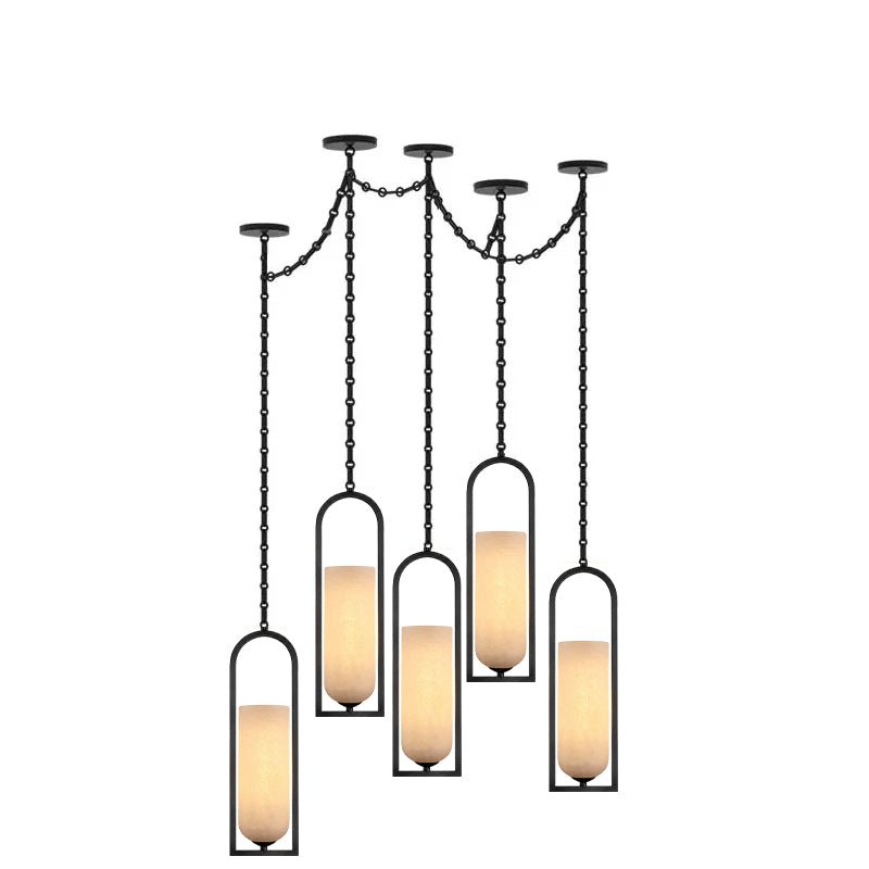 Cascading Chain Lantern Alabaster Chandelier