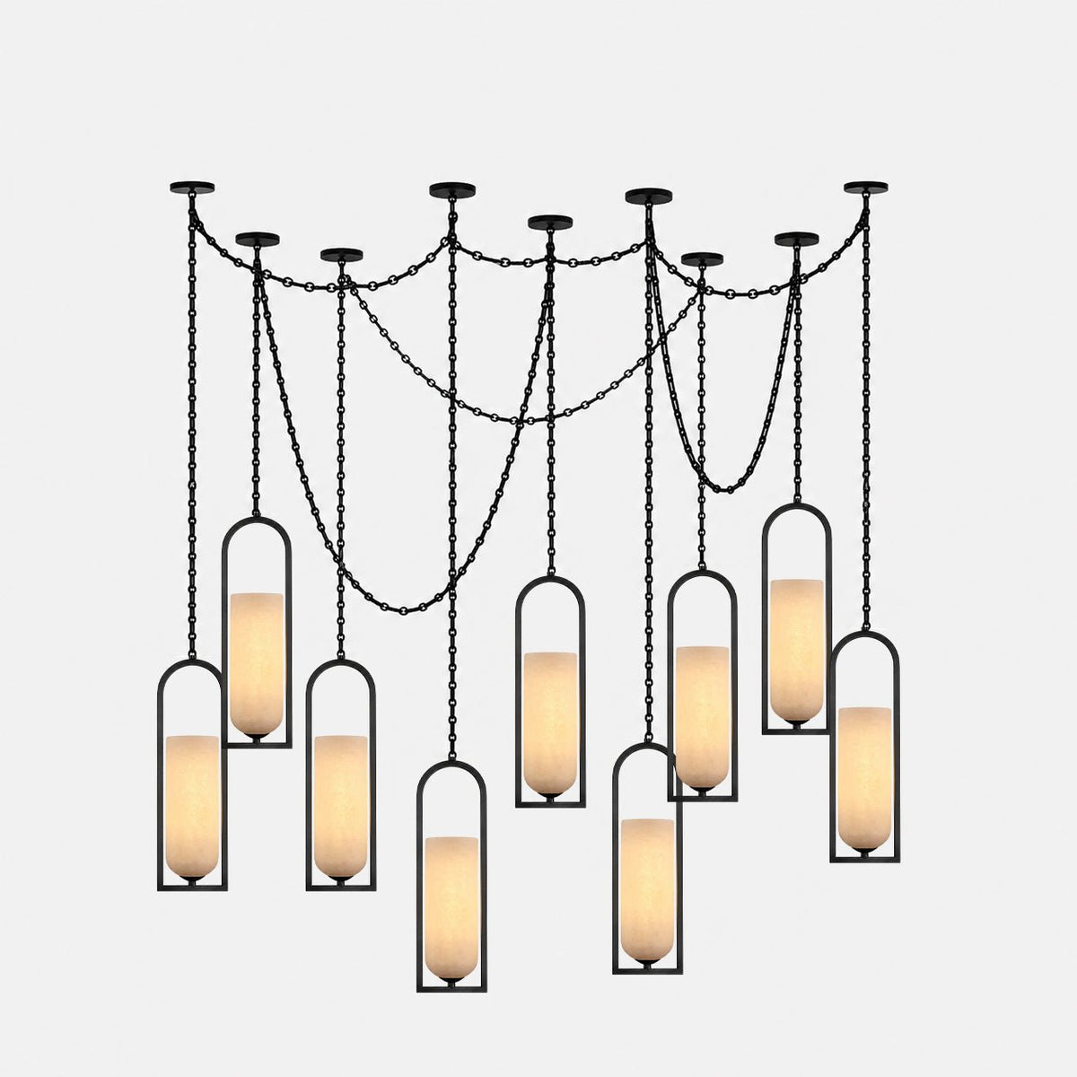 Cascading Chain Lantern Alabaster Chandelier