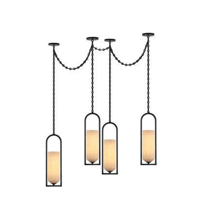 Cascading Chain Lantern Alabaster Chandelier