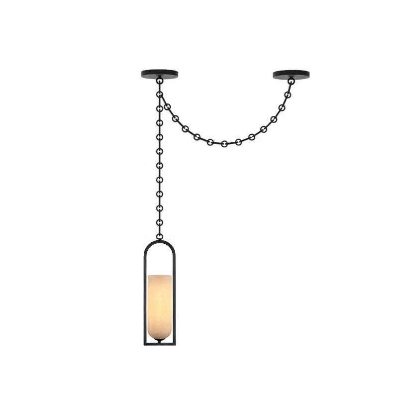 Cascading Chain Lantern Alabaster Chandelier
