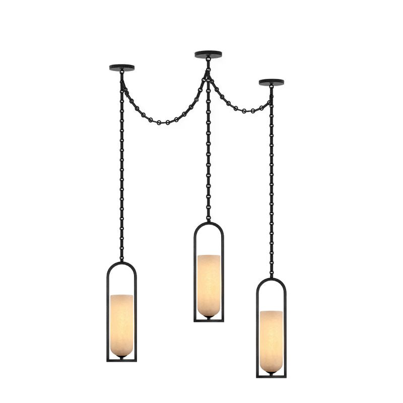 Cascading Chain Lantern Alabaster Chandelier