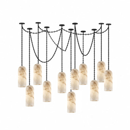 Cascading Chain Capsule Alabaster Chandelier