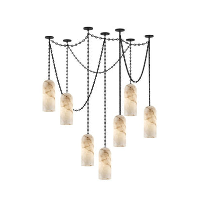 Cascading Chain Capsule Alabaster Chandelier