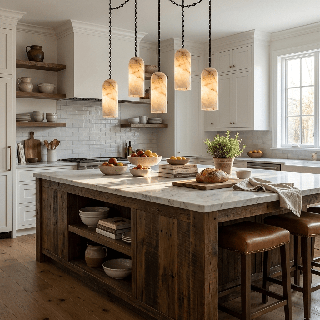 Cascading Chain Capsule Alabaster Chandelier