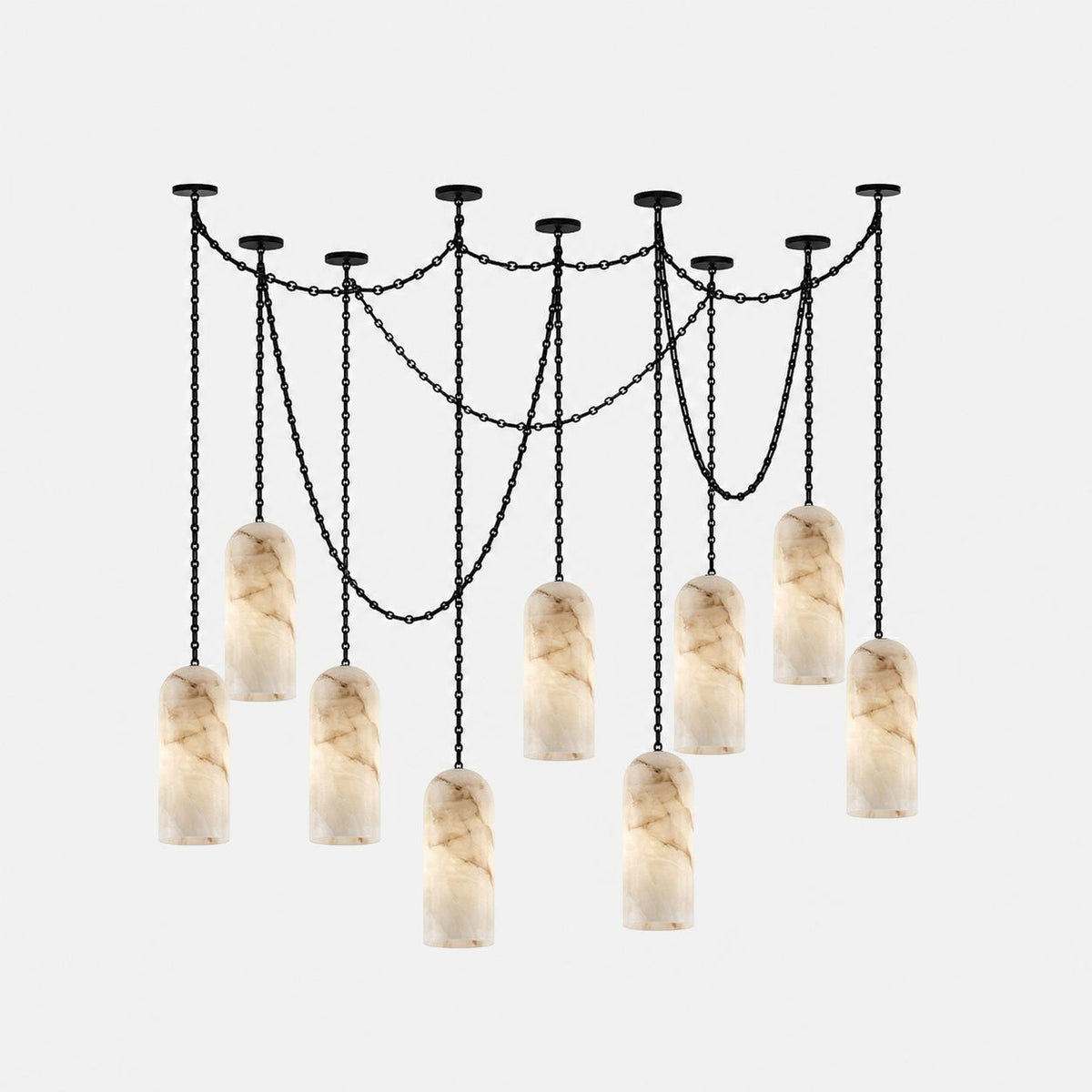Cascading Chain Capsule Alabaster Chandelier