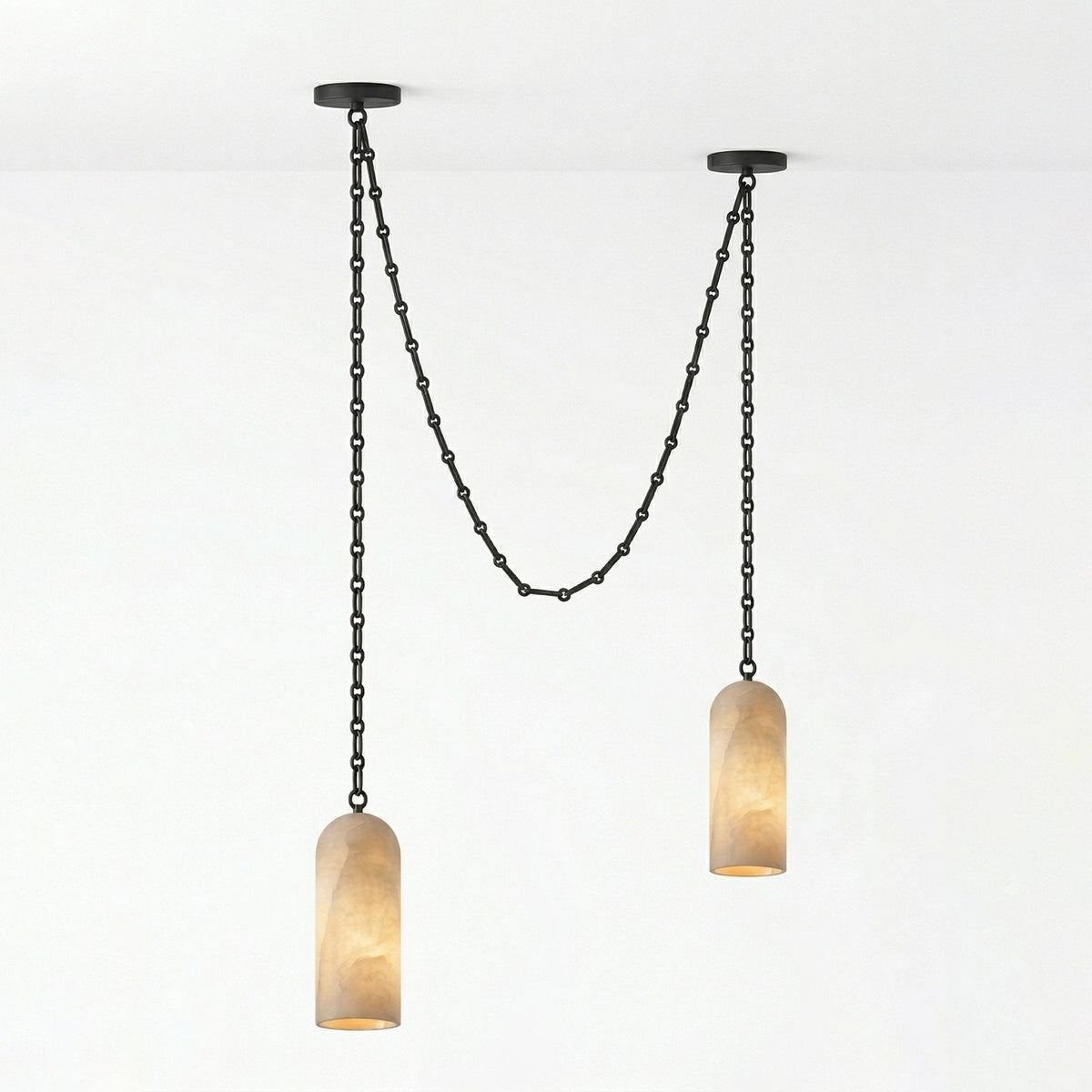 Cascading Chain Capsule Alabaster Chandelier
