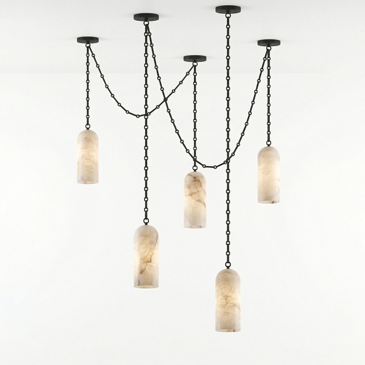 Cascading Chain Capsule Alabaster Chandelier