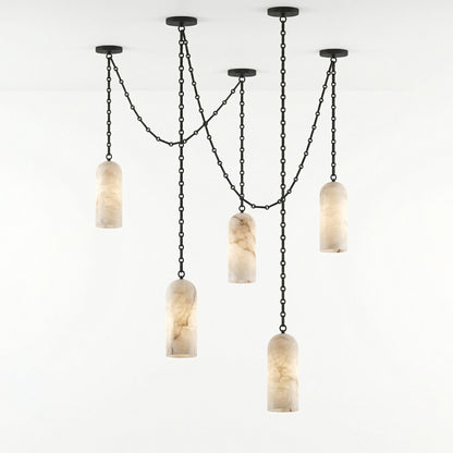 Cascading Chain Capsule Alabaster Chandelier
