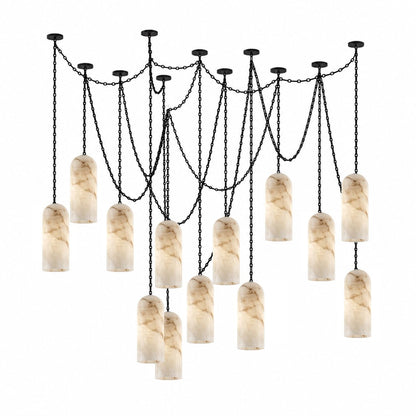 Cascading Chain Capsule Alabaster Chandelier