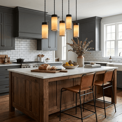 Cascading Chain Cylinder Alabaster Chandelier