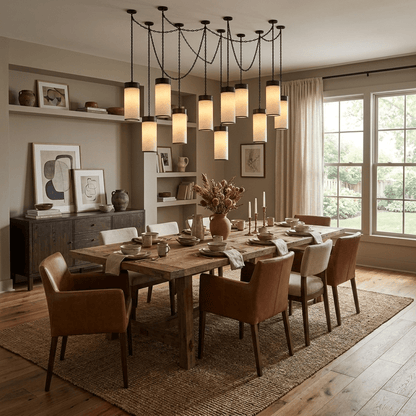 Cascading Chain Cylinder Alabaster Chandelier
