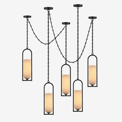 Cascading Chain Lantern Alabaster Chandelier