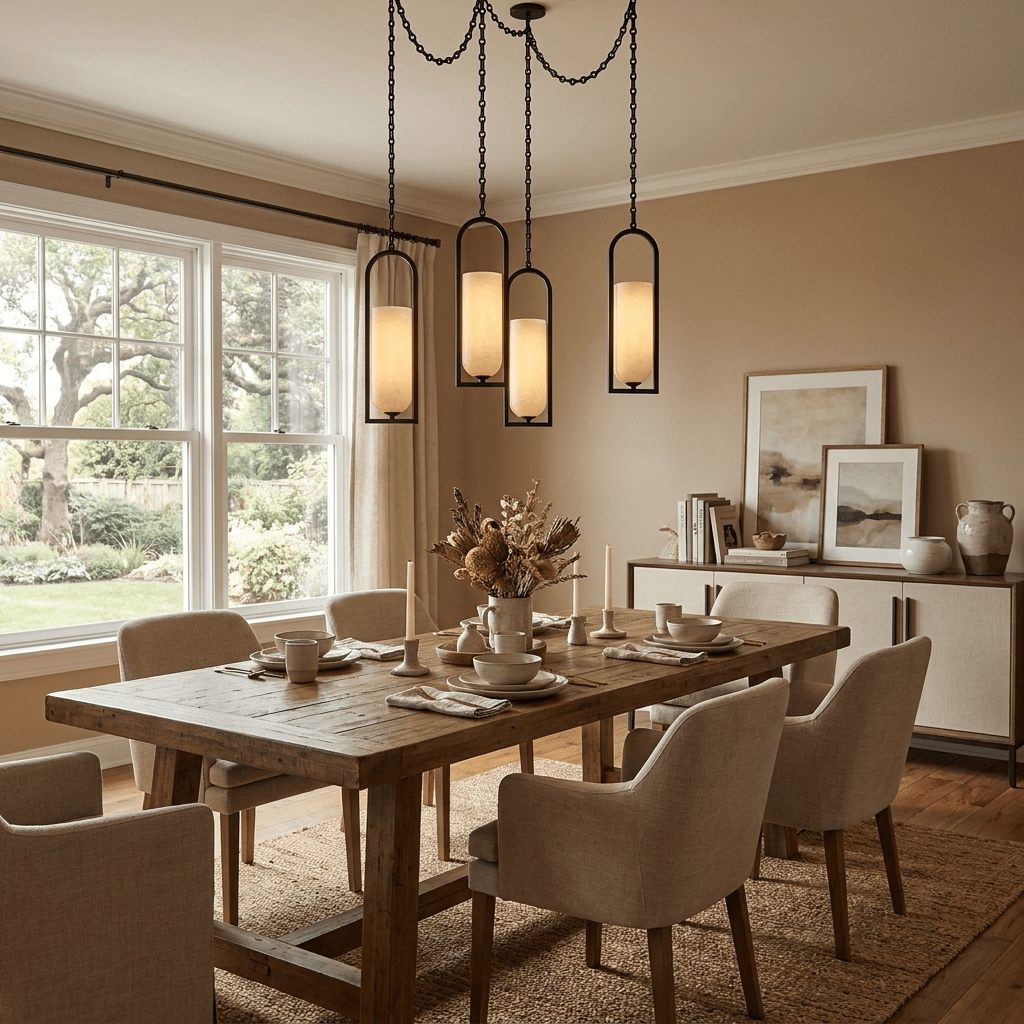 Cascading Chain Lantern Alabaster Chandelier