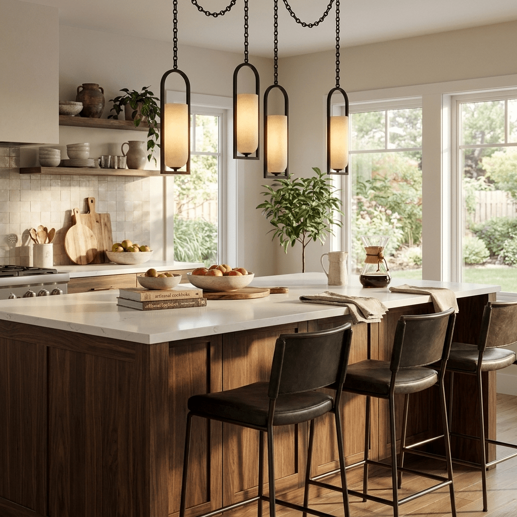 Cascading Chain Lantern Alabaster Chandelier