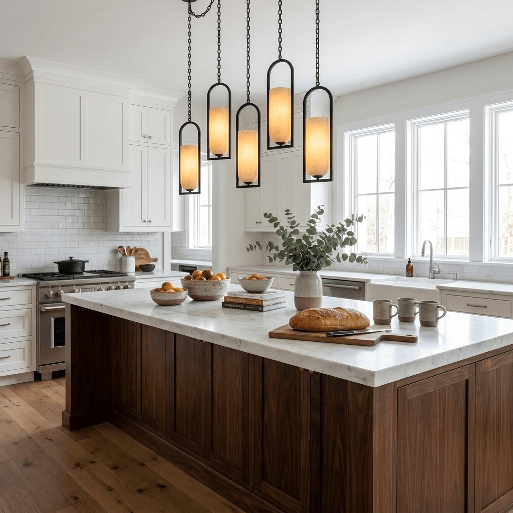 Cascading Chain Lantern Alabaster Chandelier