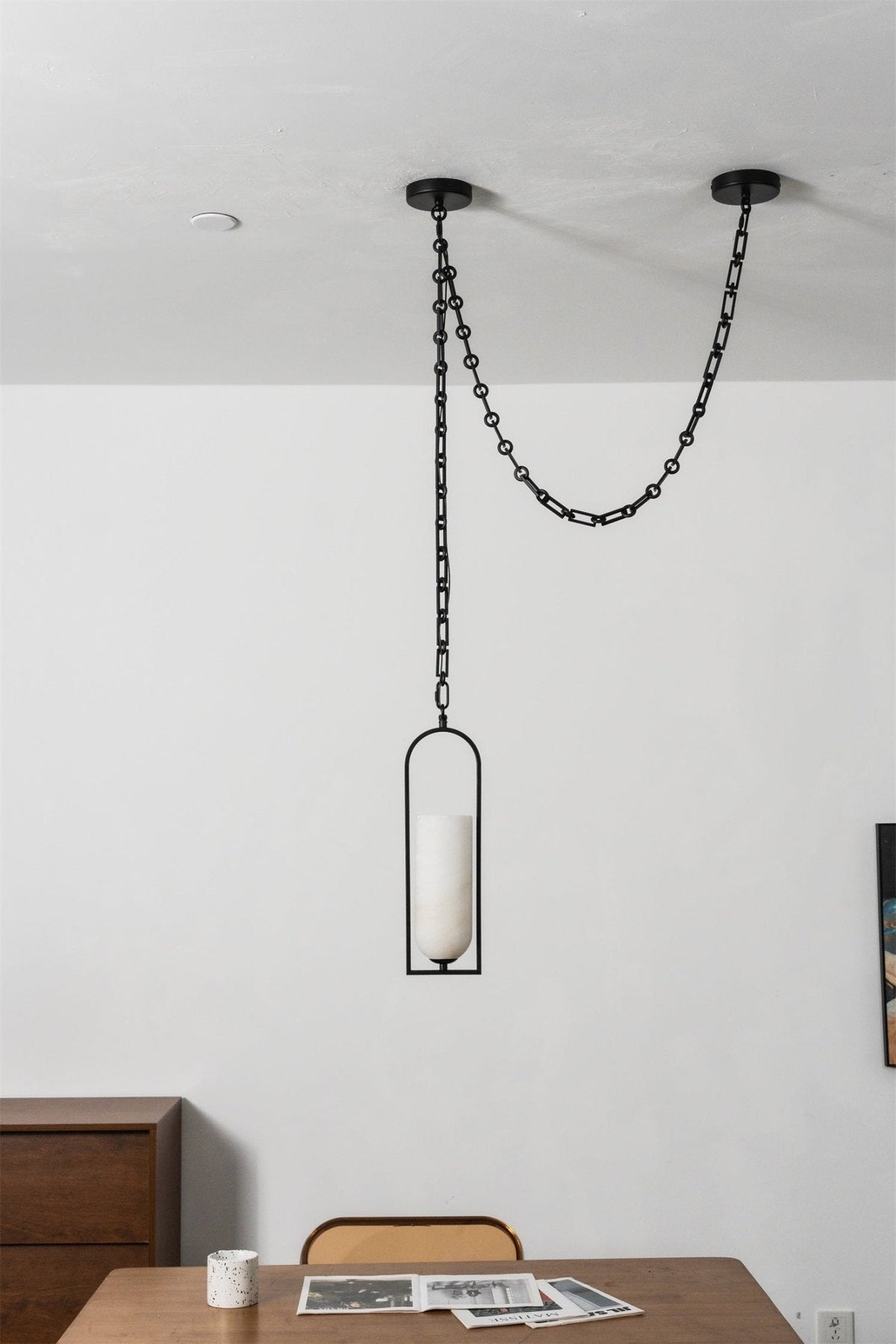 Cascading Chain Lantern Alabaster Chandelier