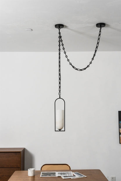 Cascading Chain Lantern Alabaster Chandelier