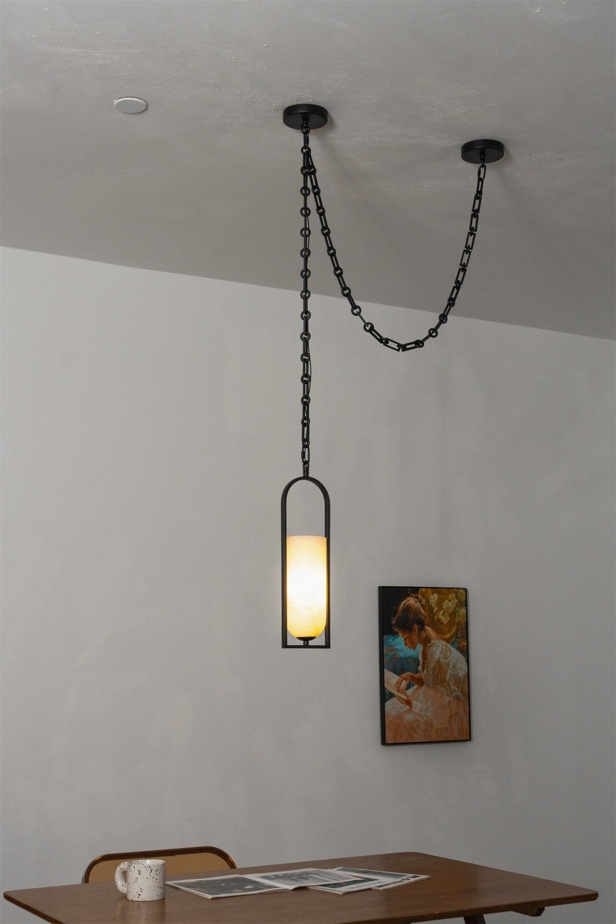 Cascading Chain Lantern Alabaster Chandelier