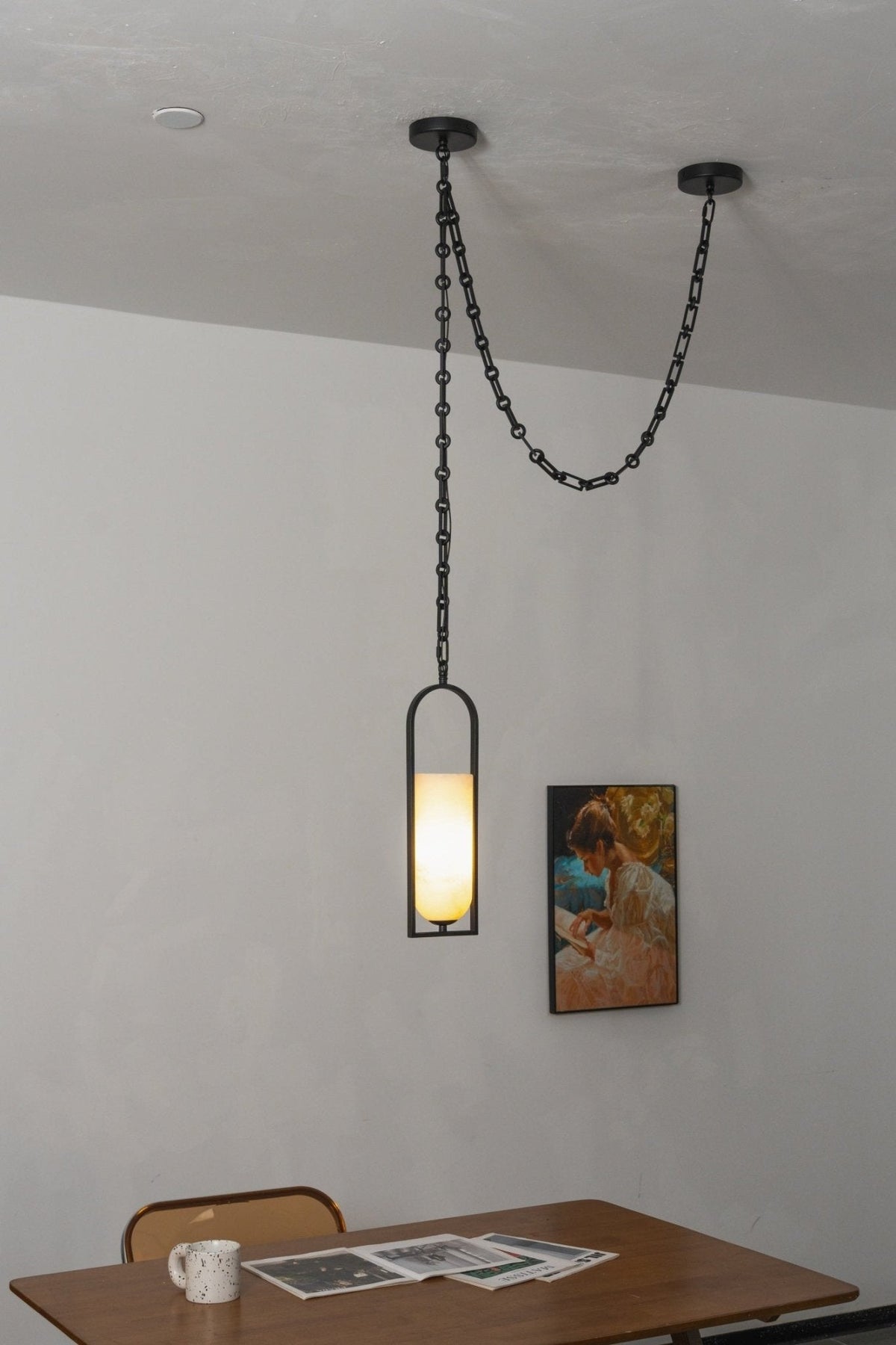 Cascading Chain Lantern Alabaster Chandelier