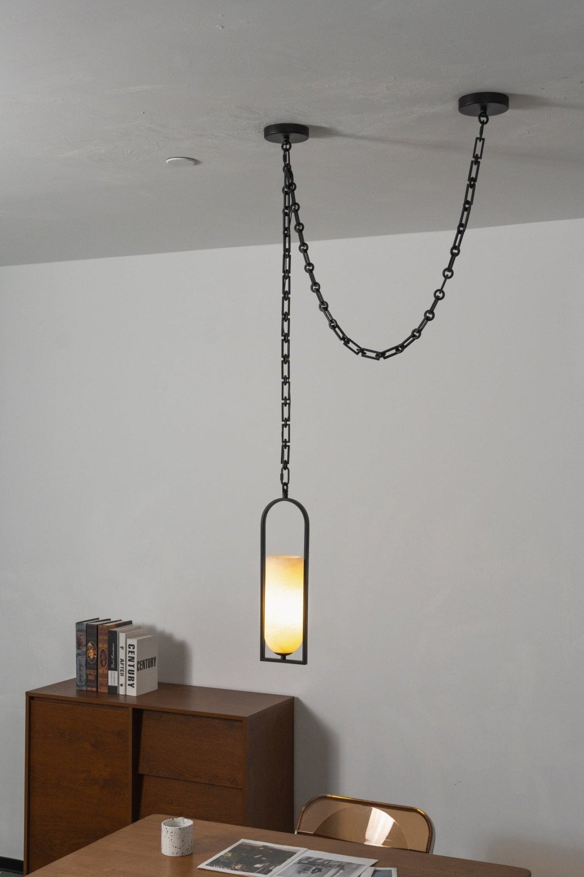 Cascading Chain Lantern Alabaster Chandelier