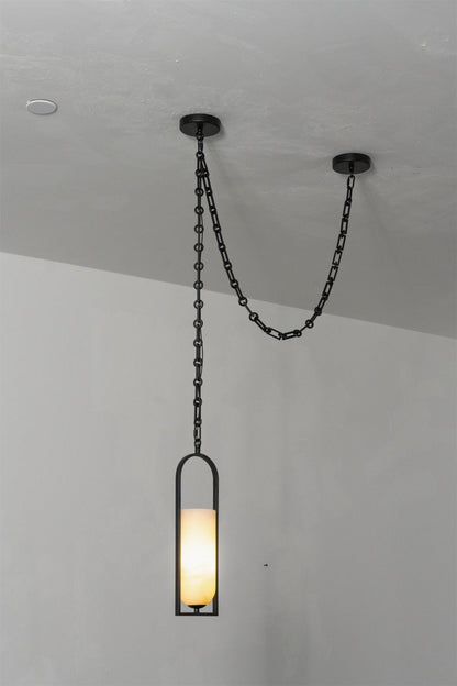 Cascading Chain Lantern Alabaster Chandelier