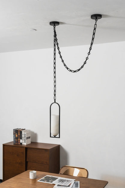 Cascading Chain Lantern Alabaster Chandelier