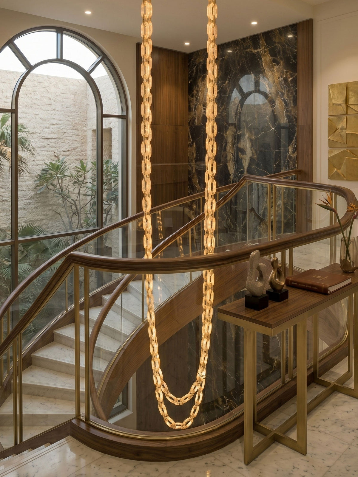 Chain Link Alabaster Chandelier