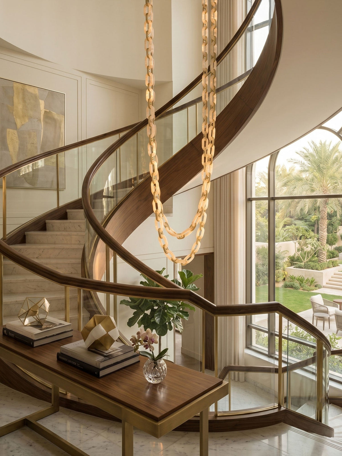 Chain Link Alabaster Chandelier