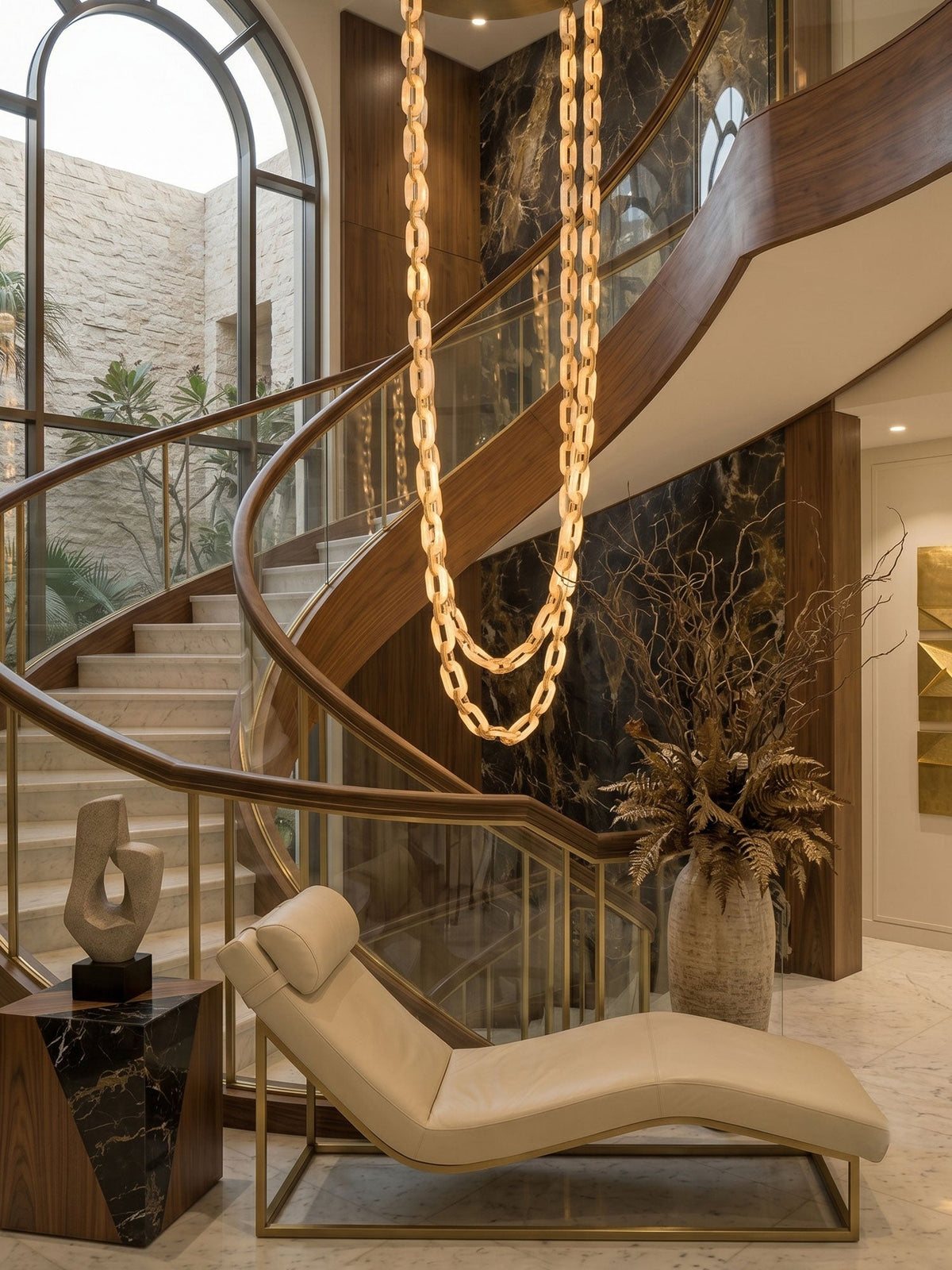 Chain Link Alabaster Chandelier