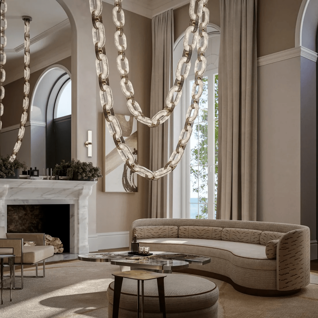 Chain Link Alabaster Chandelier