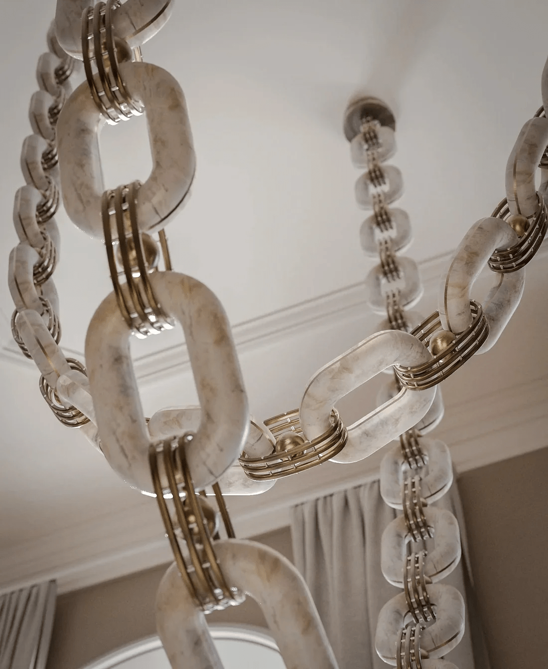 Chain Link Alabaster Chandelier