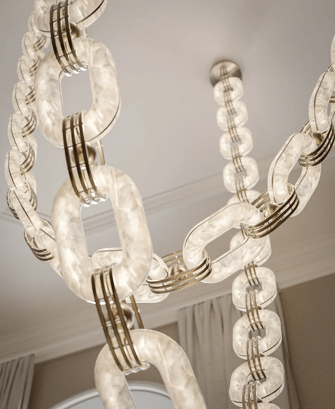 Chain Link Alabaster Chandelier