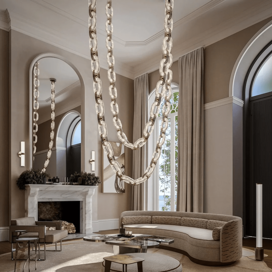 Chain Link Alabaster Chandelier